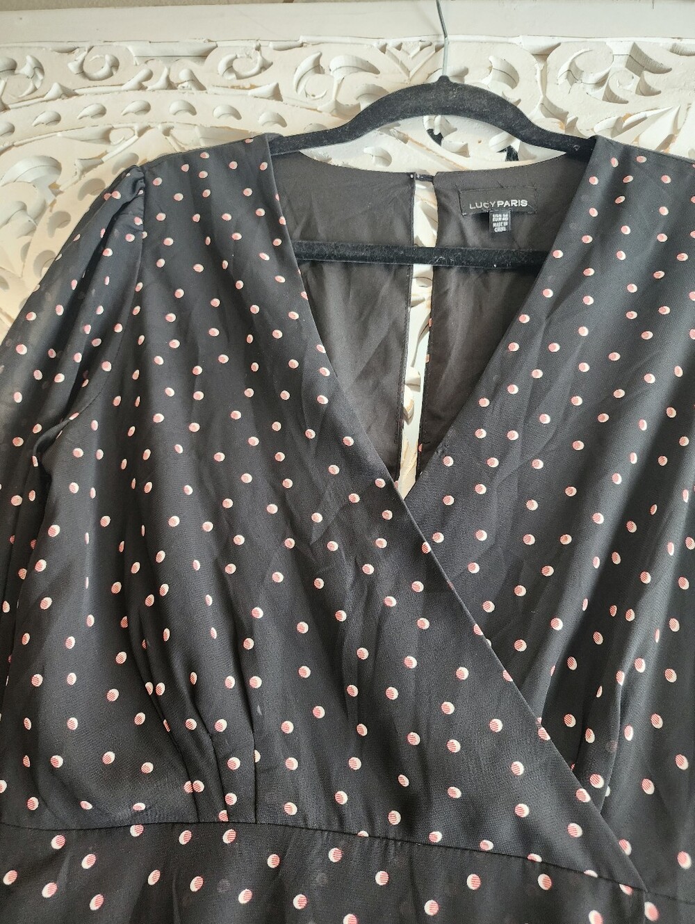 LUCY PARIS POLKA DOT MIDI LONG SHEER SLEEVE SIZE MEDIUM. - Picture 15 of 15